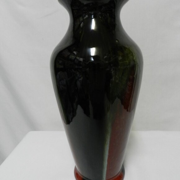 Vintage Chinese Art Pottery Flambe Glazed Red Oxblood 13.5"  Tall Vase ombre - Picture 7 of 12
